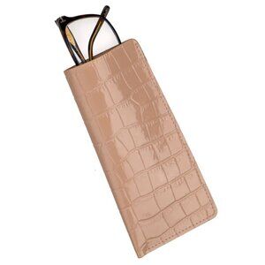 Sleek Calfskin Glasses Case – Alligator Pattern Craftsmanship Coffee Kiss